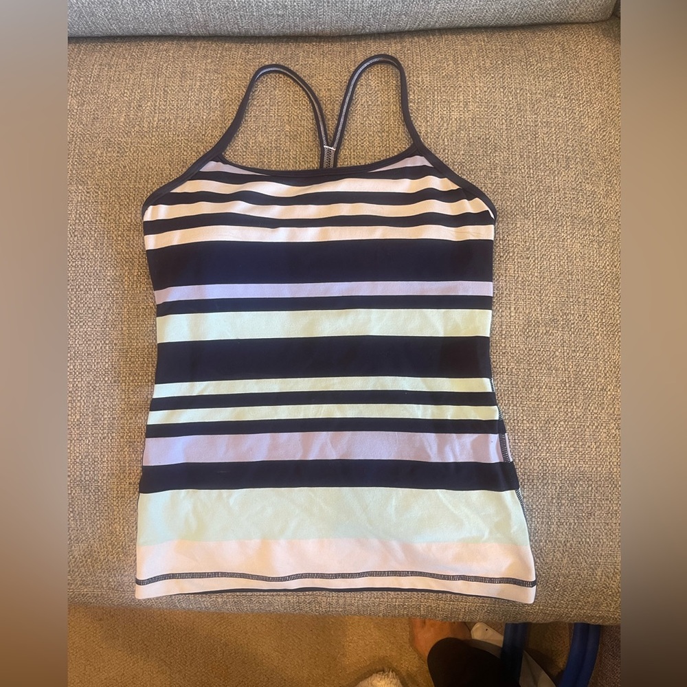 Hard to find Lululemon striped colors, power Y tank, size 6